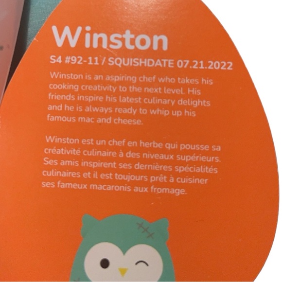 Winston The Teal Owl Squishmallow 4” - Picture 5 of 5